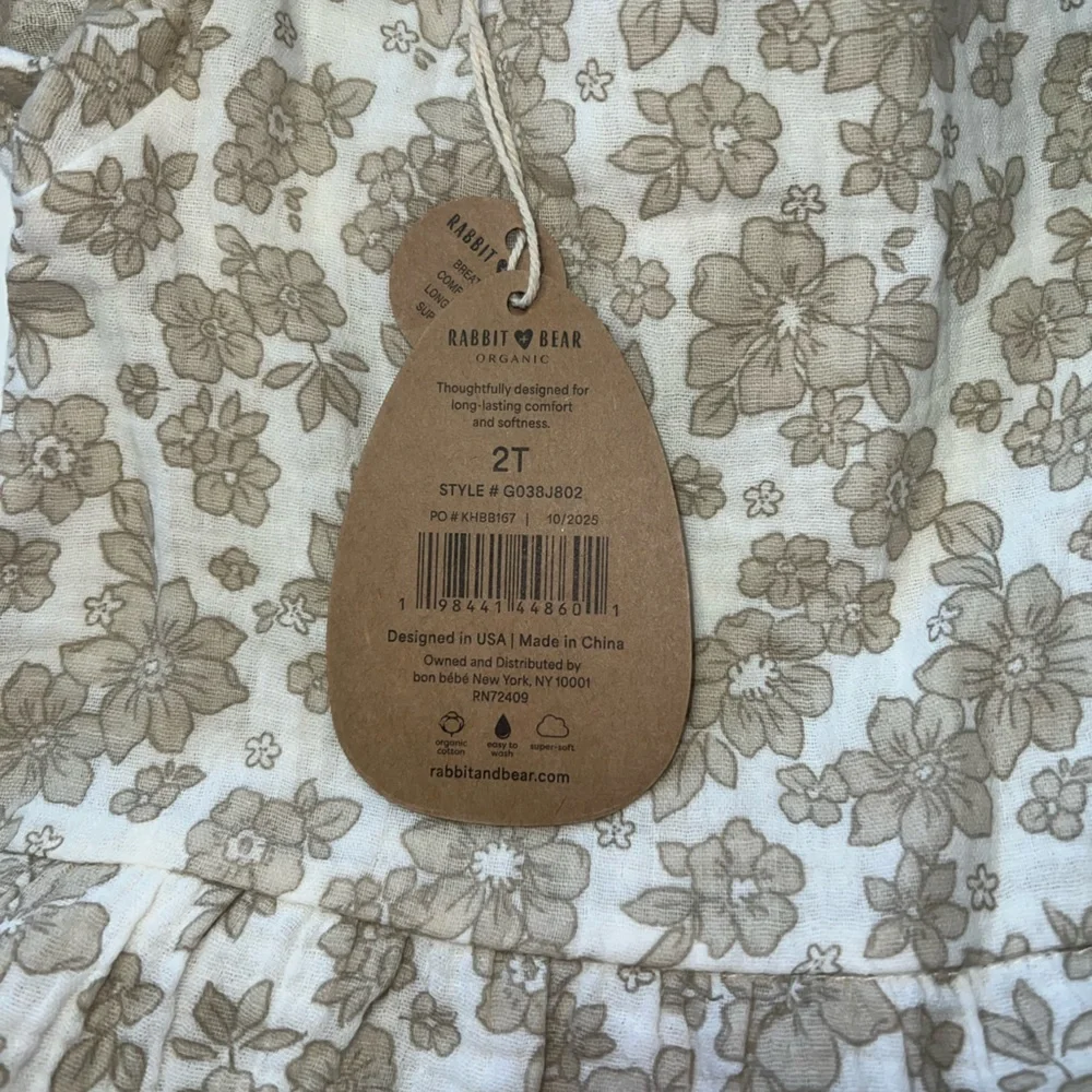 NWT Rabbit & Bear Organic Cotton Floral Kids Matching Set